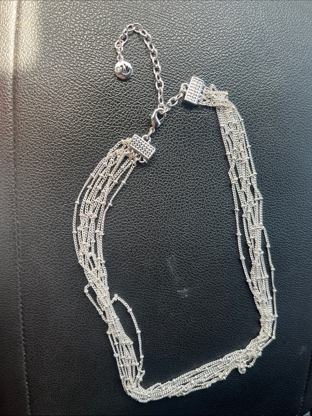 Multi-Strand Silver Tone Women's Necklace - Silver